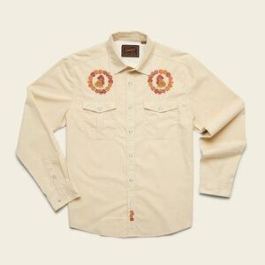 Howler Brothers Gaucho Snapshirt - Tan Embroidered Rooster Shirt - LARGE - NWT